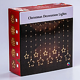 Гірлянда штора 3х0,9 м сніжинка зірка на 145 LED лампочок світлодіодна 10 шт 1733065ML, фото 6