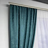 Готовий комплект щільних штор на тасьмі з підхватами 150х270 см Колір бирюзовый, фото 6