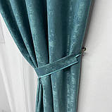 Готовий комплект щільних штор на тасьмі з підхватами 150х270 см Колір бирюзовый, фото 2