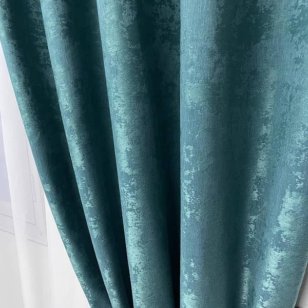 Готовий комплект щільних штор на тасьмі з підхватами 150х270 см Колір бирюзовый, фото 1