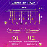 Гірлянда світлодіодна штора GarlandoPro зірка і місяць 108LED 3х0,9 м гірлянда зірка 17333057ML, фото 4