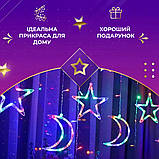 Гірлянда світлодіодна штора GarlandoPro зірка і місяць 108LED 3х0,9 м гірлянда зірка 17333057ML, фото 7