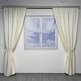 Готовий комплект щільних штор на тасьмі з підхватами 150х270 см Колір молочний, фото 2