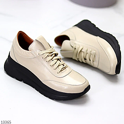 Бежеві шкіряні жіночі кросівки натуральна шкіра колір на вибір