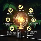 Ретро гірлянда вулична 10 LED лампочок 5 метрів жовта A60Y, фото 4