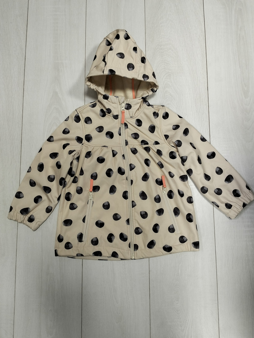 Куртка для дівчинки софтшел  молочна в горох Kiki&Koko 116см, фото 1