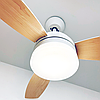 Люстра з вентилятором FAN WOOD 48W+18W R Luminaria WHITE/WOOD 5000Lm керована світлодіодна з пультом ДУ 1060x390мм, фото 5