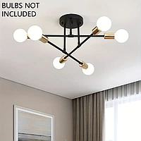 Люстра на 6 ламп металева E27, стельова, напівприхований монтаж