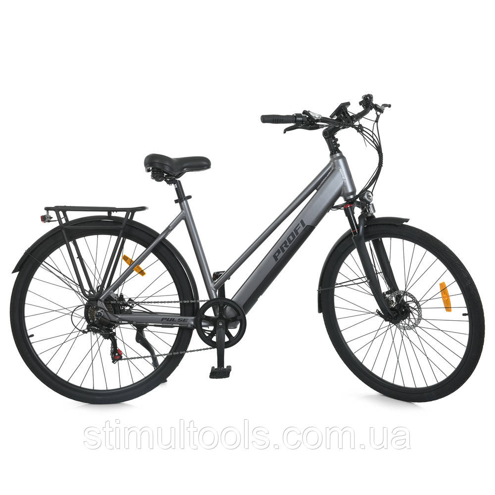 Електровелосипед Prof1 28" MEB 700C PULSE-2 сірий мат двигун 350 Вт, фото 1