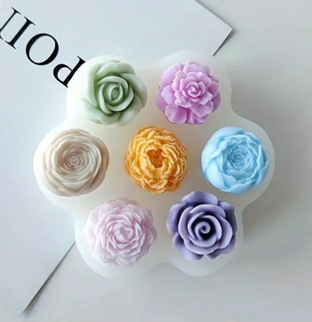 Силіконовий молд  Трояндочки асорті з 7и шт., фото 1