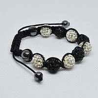 Браслет Шамбала 12 мм Роз'ємний від 16 см Чорно Білий