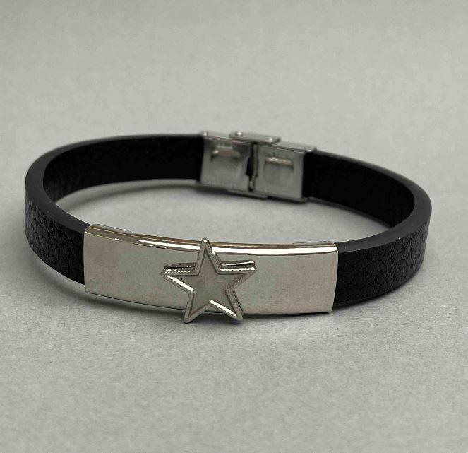 Браслет колір чорний на застібці з металевими вставками L-21см+-, фото 1