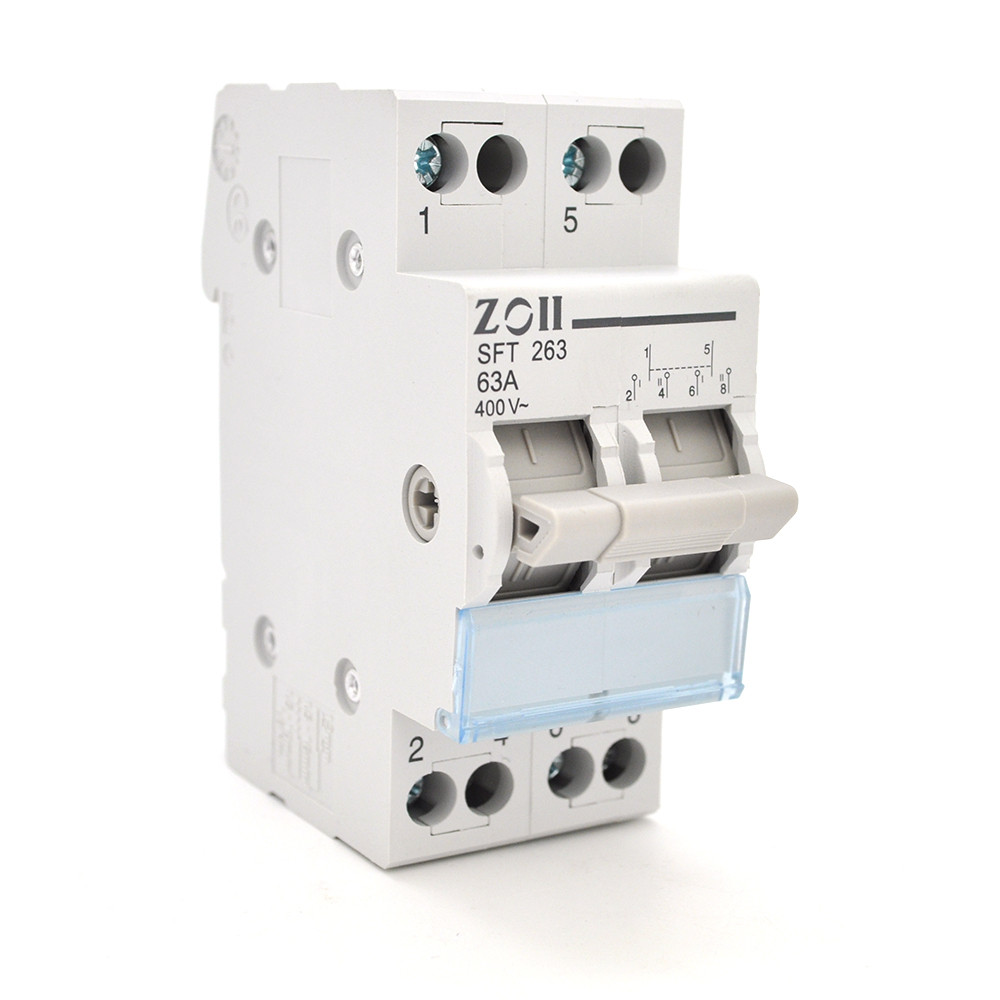 Модульний перекидний автомат трипозиційний (перекидний автомат) Voltronic SF219G-2P-63A із загальним виходом, прозора кришка, фото 1