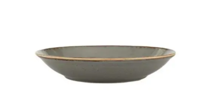 Сіра порцелянова тарілка Porland Dark Grey глибока 26 см 650 мл (197626/DG)