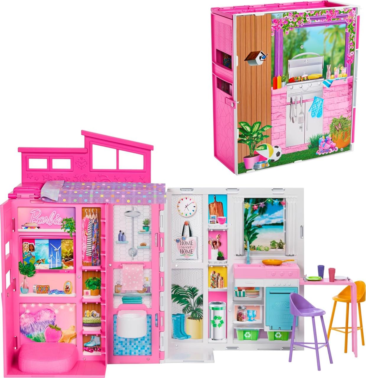 Будиночок для Барбі переносний, будинок 4 зони Barbie Doll House Playset Getaway House, Mattel