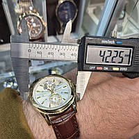 Часы мужские Guardo S1746 GS / Classic Кварцевые с датой Кожаный ремешок Золотистый корпус