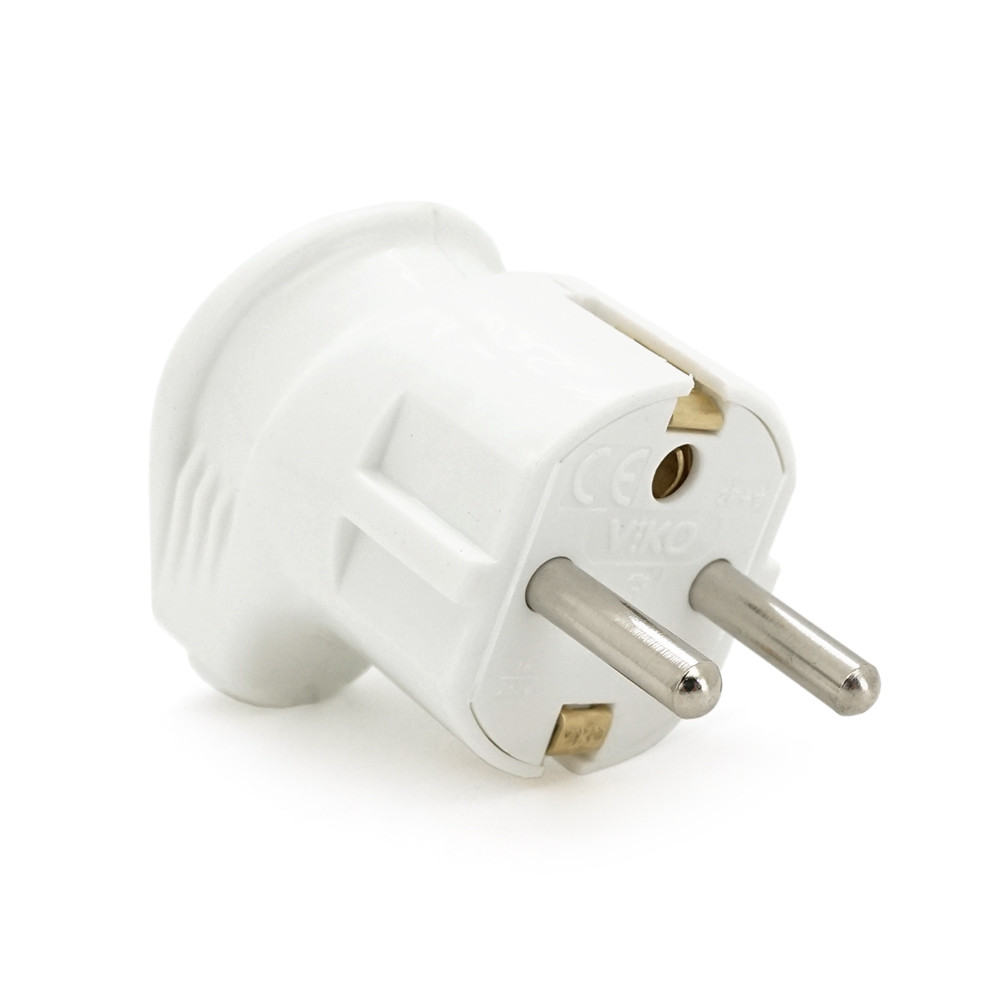 Вилка VIKO Євро кутова із заземленням. 16А 260V, White. ПВХ, фото 1