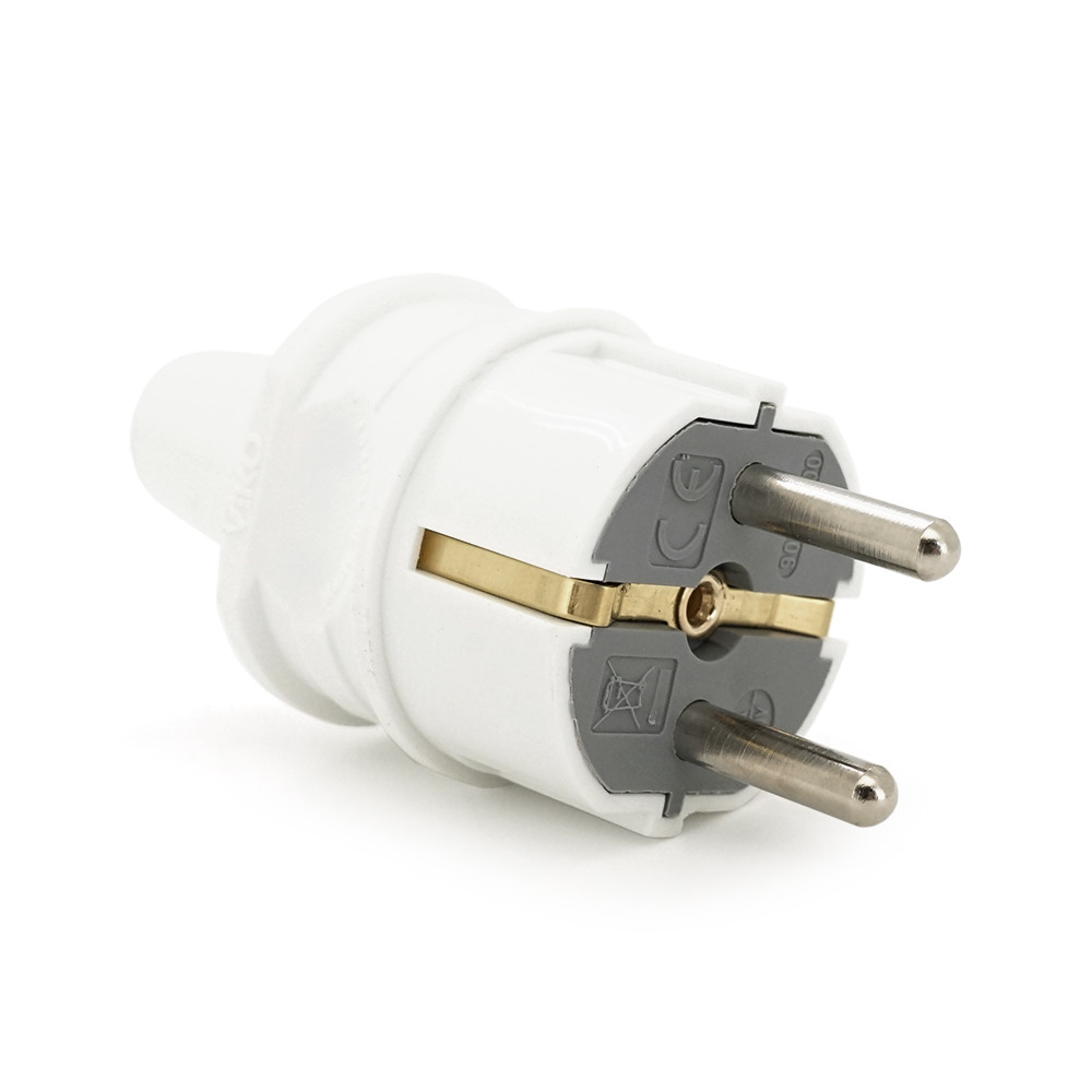 Вилка VIKO Євро пряма із заземленням. 16А 260V, White. ПВХ, фото 1
