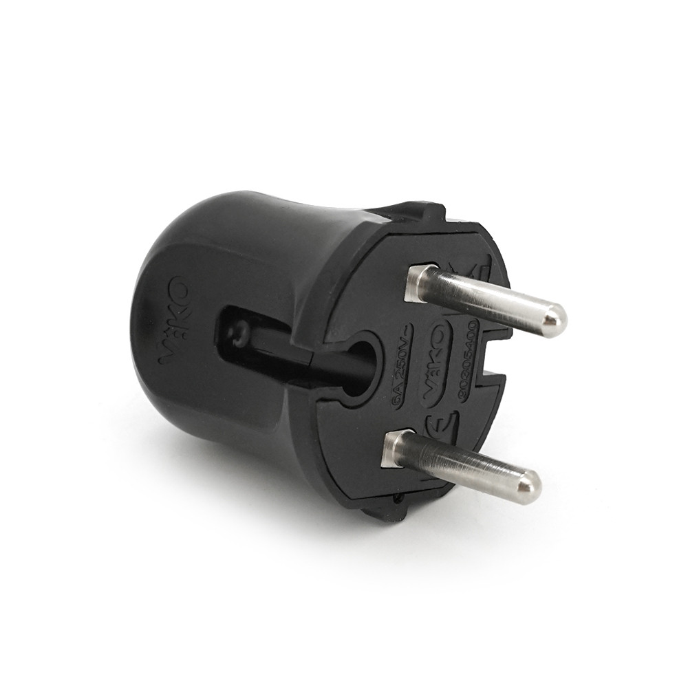 Вилка VIKO без заземлення (mimoza) 7.5А 260V, Black. ПВХ, фото 1