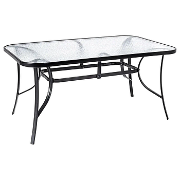 Стіл обідній садовий вуличний прямокутний Siena 150х90см із міцною скляною стільницею для дачі та тераси