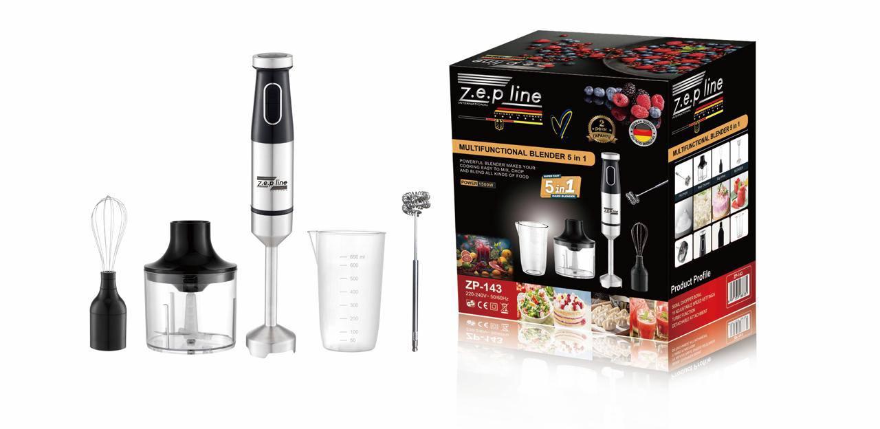 Погружний блендер 5в1 Zepline ZP-143 1500 Вт Чорний