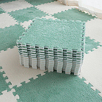 Килимок-пазл з плюшевим покриттям, термокилимок, дитячий мат, підлога-пазл 60*150см, 10 пазлів, колір зелений