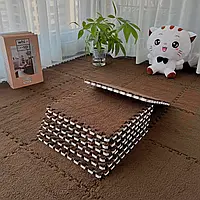 Килимок-пазл плюшевий, термокилимок, мат дитячий, підлога-пазл 120x150см, 20 пазлів, колір коричневий
