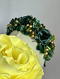 Віночок на голову з зеленими квітами, фото 8