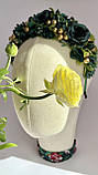 Віночок на голову з зеленими квітами, фото 6