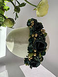 Віночок на голову з зеленими квітами, фото 7