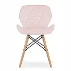 Стілець RIPIANO зі спинкою та м'якою оббивкою з велюру на 4 дерев'яних ніжках, сидіння 48х37 см, рожевий, фото 2