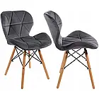 Стілець RIPIANO зі спинкою та м'якою оббивкою з велюру на 4 дерев'яних ніжках, сидіння 48х37 см, рожевий, фото 7