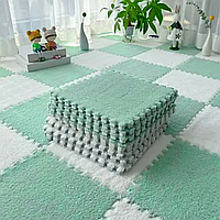 Килимок-пазл з плюшевим покриттям, термокилимок, м'який дитячий мат, 60*90см, 6 пазлів, Зелений