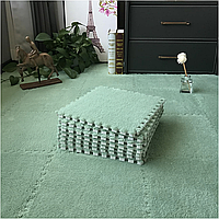 Килимок-пазл з плюшевим покриттям, термокилимок, м'який мат дитячий, 120x150см, 20 пазлів, Зелений