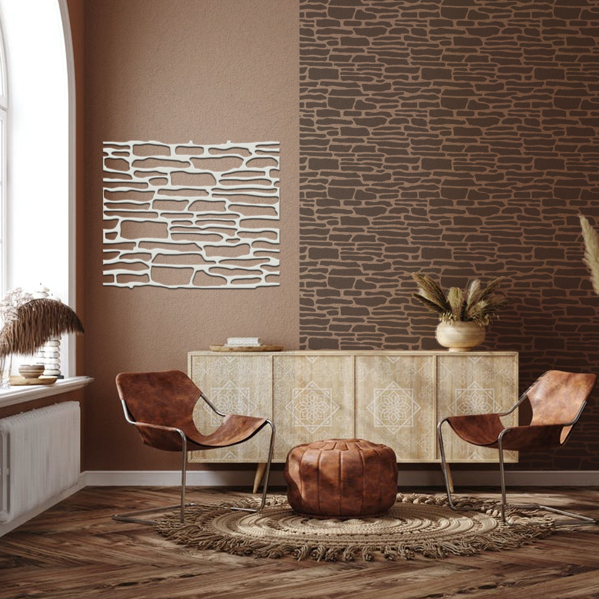 Трафарет тонкий 5 мм для штукатурки, багаторазовий фарбування під природний камінь (500х600), фото 1