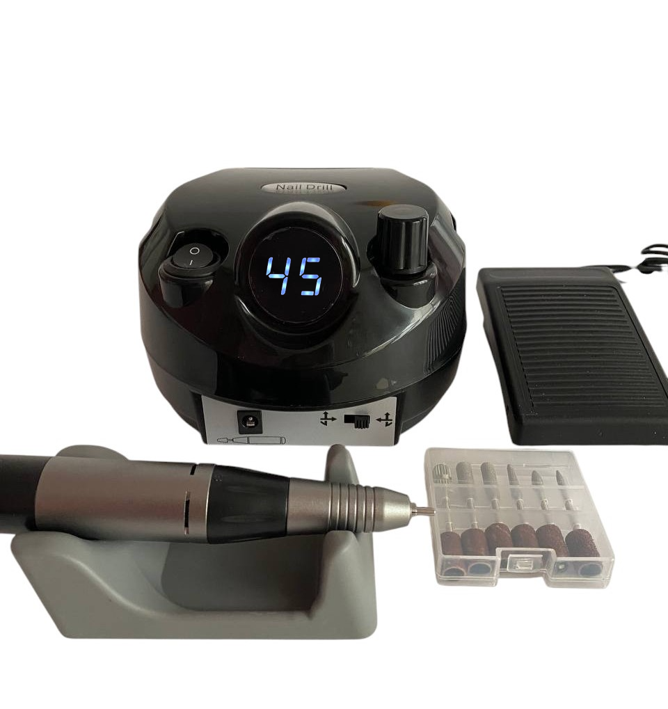 Машинка для нігтів Nail Drill з дисплеєм 65W 45K - потужний фрезер для манікюру та педикюру з насадками та педаллю