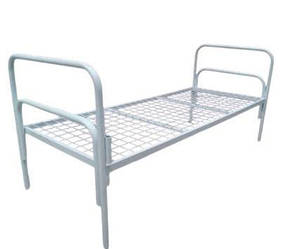 Ліжко металеве для гуртожитків одноярусне 1900*800 мм. Одномісне ліжко з сіткою для армії табору