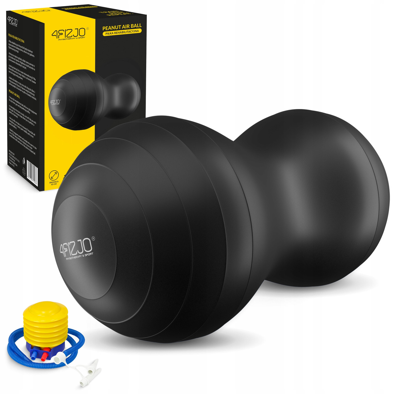 М'яч для фітнесу (арахіс) 4FIZJO Air Ball Peanut 45 x 90 см Anti-Burst Black (P-5907739312938)