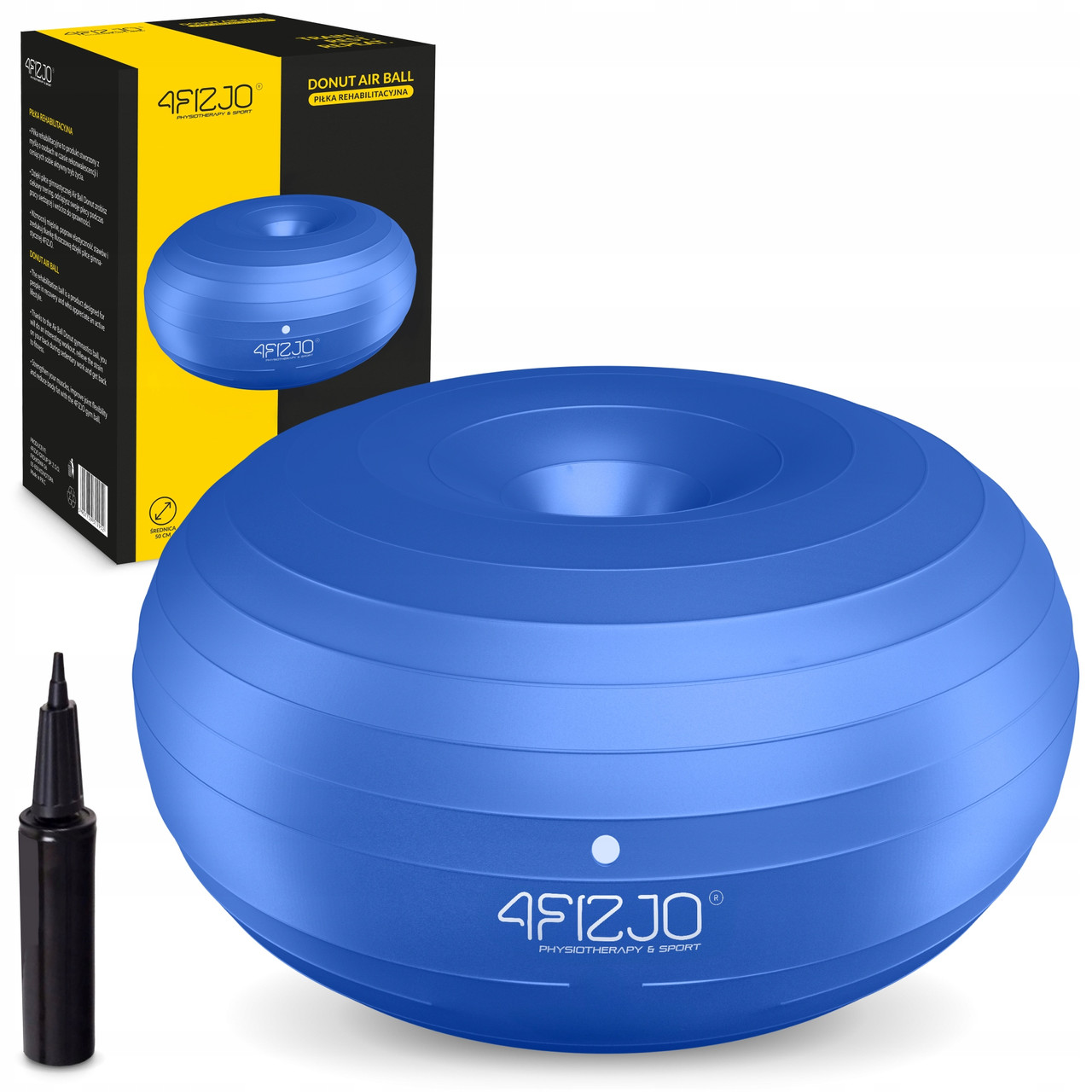 М'яч для фітнесу (пончик) 4FIZJO Air Ball Donut 50 x 27 см Anti-Burst Blue (P-5907739312969)