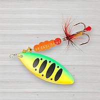 Блешня обертова ZEOX Reactive Long № 4, 13г, колір 015 Fluo Tiger-Black Dot