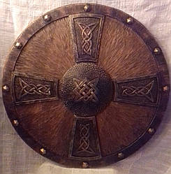 Дерев'яний круглий щит ручної роботи Тамплієр (діаметр 55 см)
