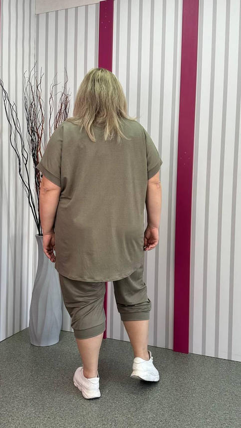 Костюм літній з натурального трикотажу (футболка+капрі) "Кубики" 62-64 66-68 70-72 74-76, фото 2