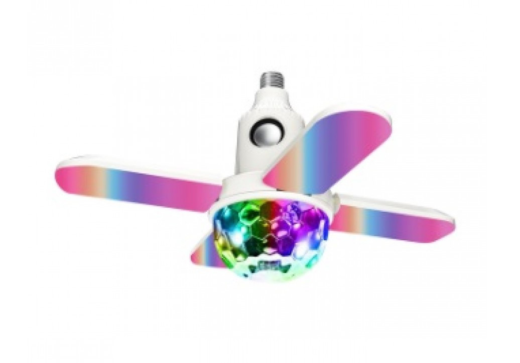 Лампа LED у патрон WO-11 40 Вт із 4 лопатями з музикою/світловою кулею та пультом д/к White Лучшая цена, фото 1