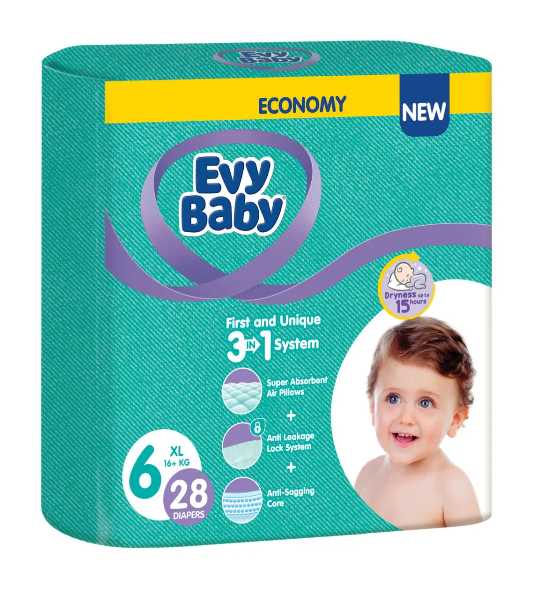 Evy baby підгузки дитячі XL elastic twin 6 (16+ кг) 28 шт, фото 1