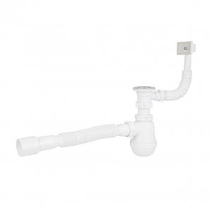 Сифон для кухонної мийки Lidz LK17, колбовий з квадратним переливом (вихід 50 мм)