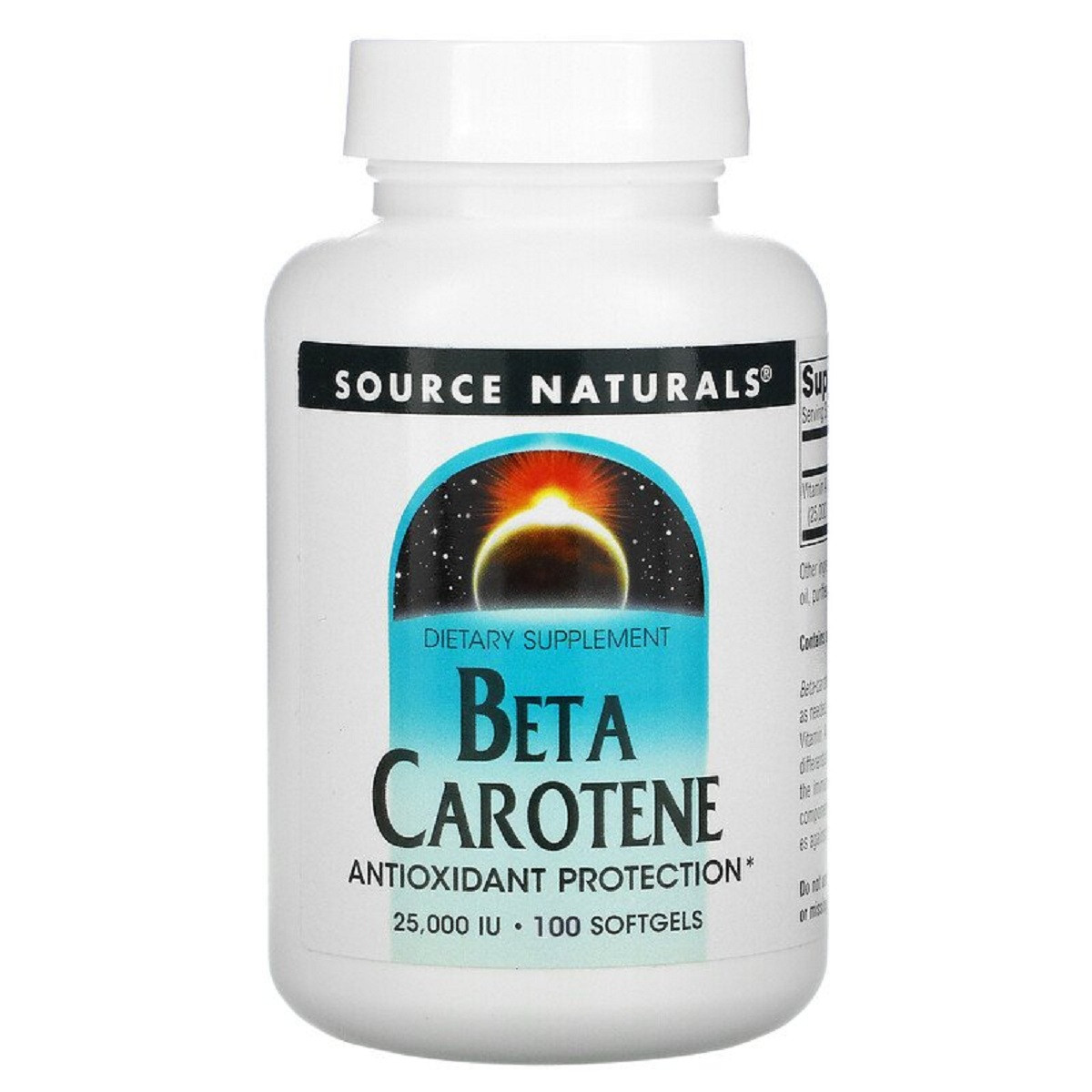 Бета Каротин Source Naturals 25000IU 100 желатинових капсул, фото 1
