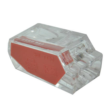 Безгвинтовий затискач для проводів Cu, 24 А, червоний/прозорий, до 450 В, фото 1