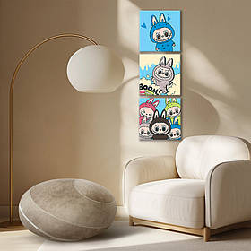 Картина за номерами Riviera Blanca, комплект з 3-х картин Лабубу 25х25 см (RB-1166)