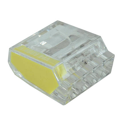 Безгвинтовий затискач для проводів Cu, максимальне навантаження 24 А, жовтий - прозорий, фото 1