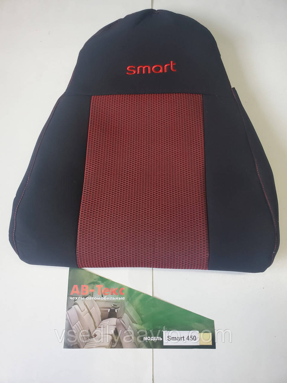 Автомобільні чохли на SMART Fortwo 450 (чорно-червоні), фото 1
